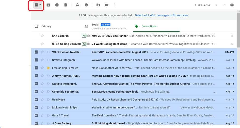 how to delete all spam emails at once gmail