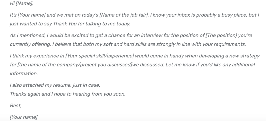 Follow Up Email After Quotation   Follow Up Email After Career Fair  