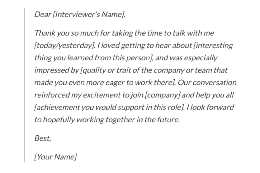 follow up email sample after interview