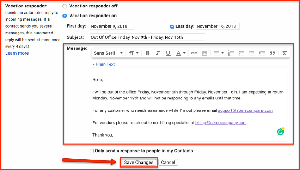 Out of Office Email Message Examples