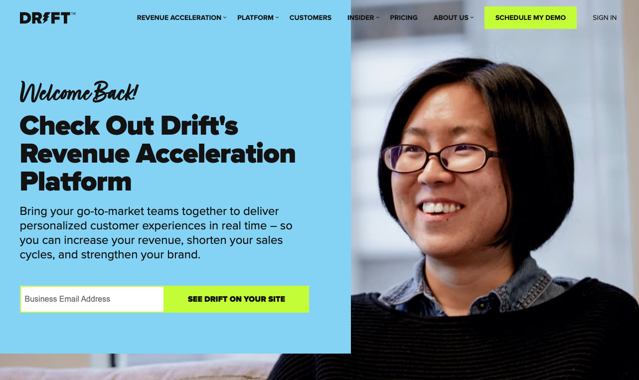 Drift homepage screenshot