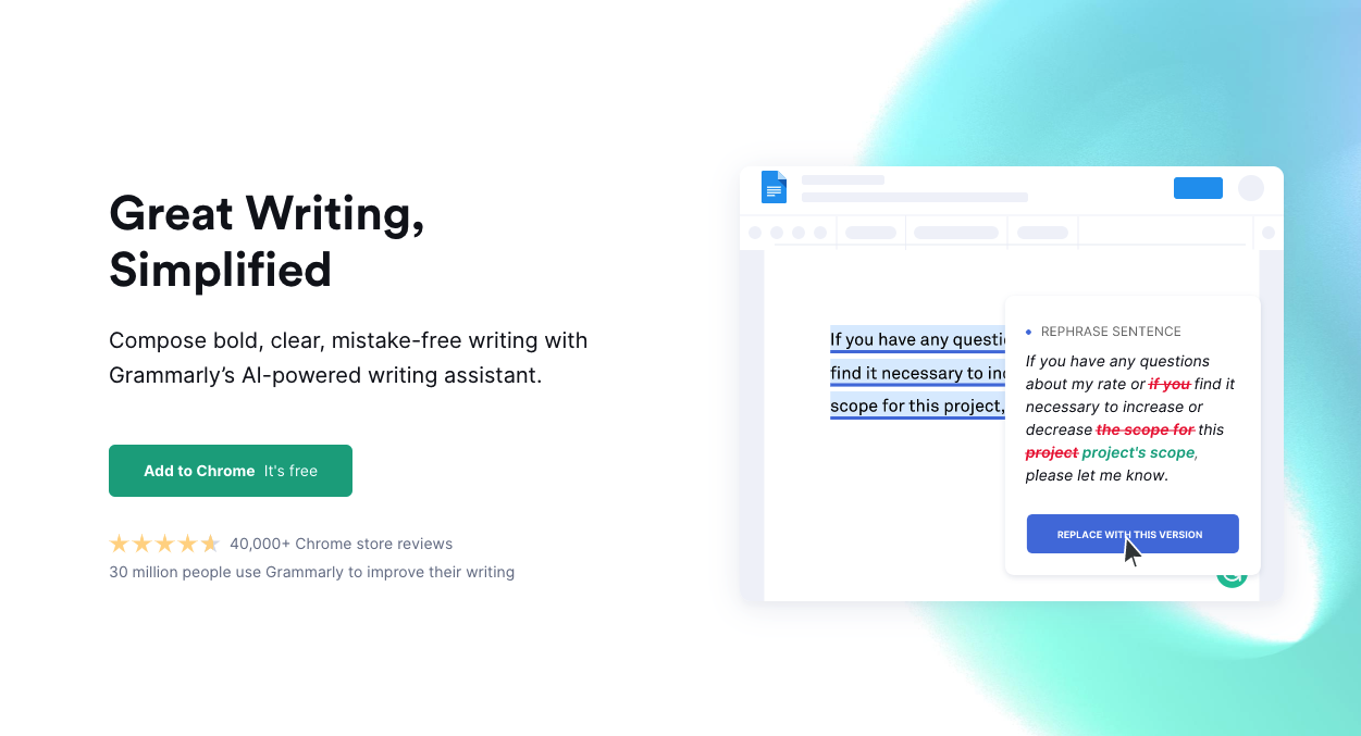 grammarly homepage