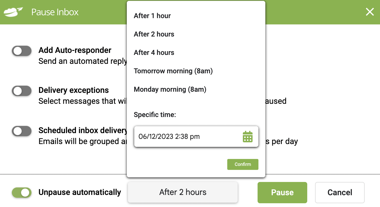 step 4 pause inbox gmail right inbox 