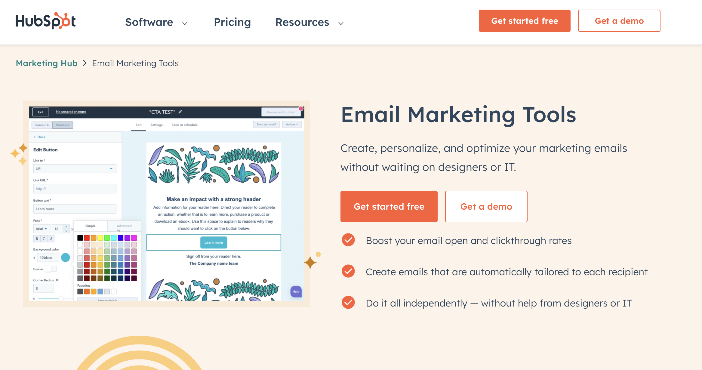 Hubspot homepage