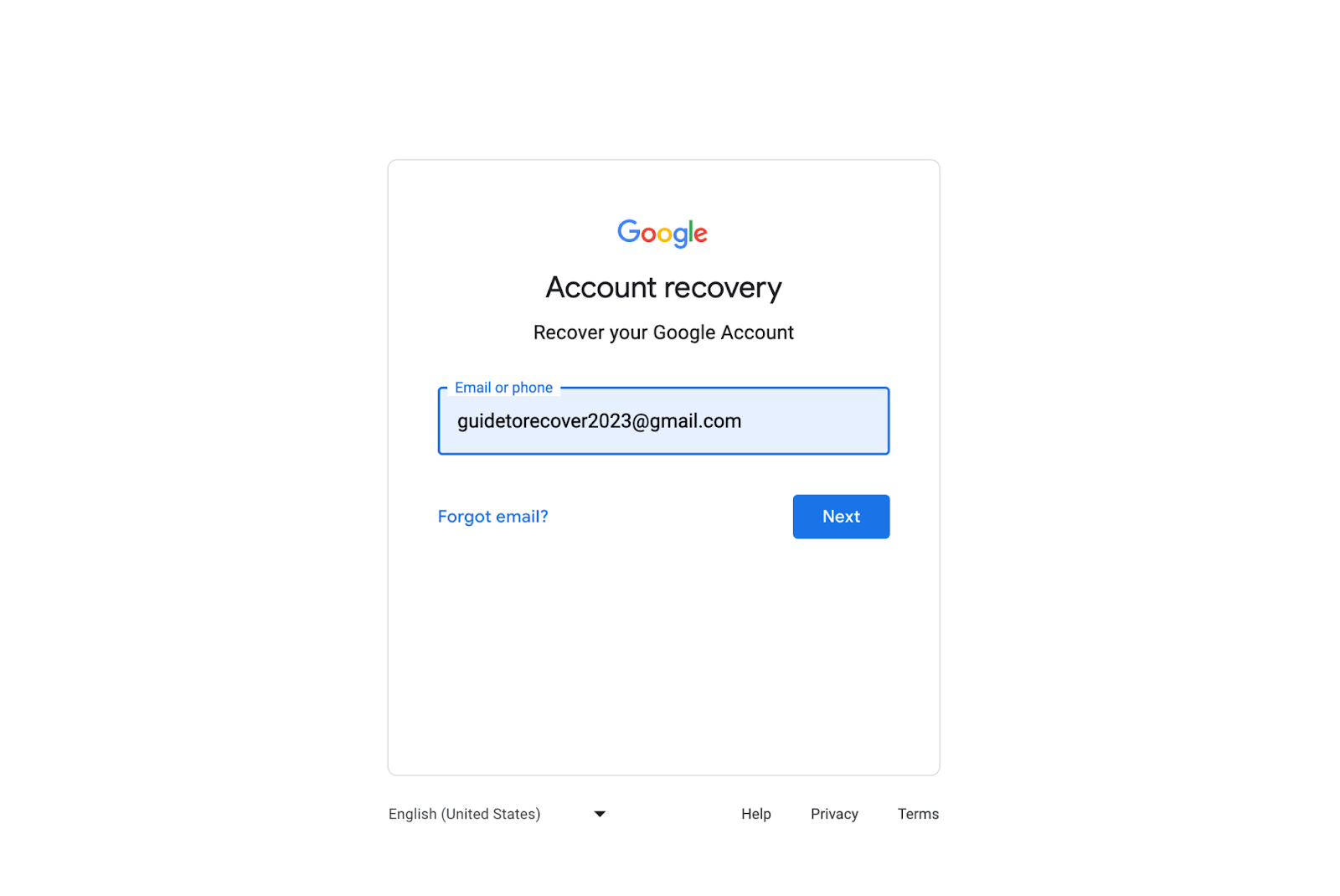 Gmail login dialogue screenshot